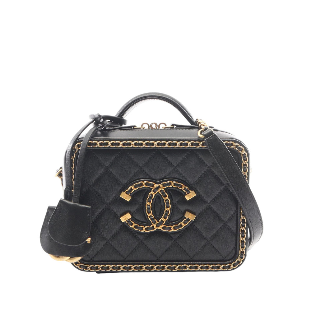 Pre-Loved Chanel Small Lambskin CC Filigree Vanity Case